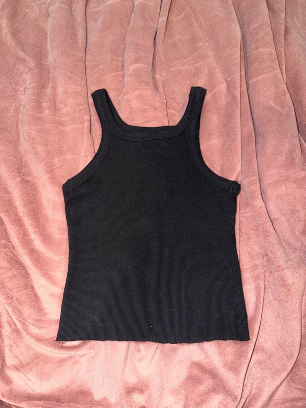 H&M Black Ribbed Tank Top - Classic Crew Neck Cropped